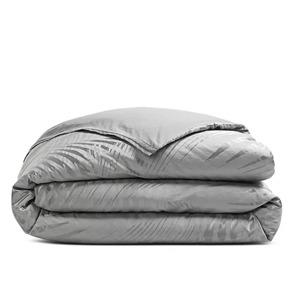 Hudson Park Collection Palmetto Cotton Silk Duvet Cover in Grey King NEW